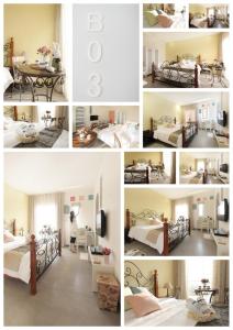 馬公市にあるDaydream B&B 白日夢海景旅店のベッド付きのホテルの写真のコラージュ
