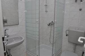 y baño con ducha, aseo y lavamanos. en Apartments Pralija Mile en Zaboric