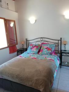 ブレイユ・シュル・ロワイヤにあるNirvanaのベッドルーム1室(ピンクとブルーの枕が備わるベッド1台付)