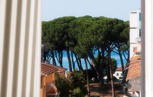 a view of a group of trees in front of the ocean at BB La Maratonda in Follonica