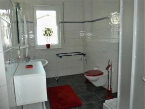 ツィノヴィッツにあるFerienwohnung Glienbergwegのバスルーム(トイレ、洗面台付)