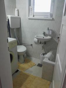 Baño pequeño con aseo y lavamanos en Apartment Panorama en Sarajevo