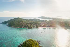 an aerial view of an island in the water at Idyllic Concept Resort in Ko Lipe