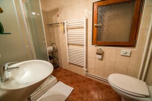 y baño con lavabo blanco y aseo. en Bed & Breakfast Hisa Resje, en Bohinj