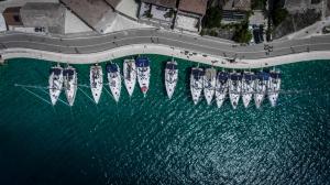 an aerial view of a bunch of boats in the water at Apartments Laguna 2 in Bol