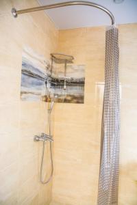 コロムナにあるHostel Pastilaの壁に絵画が描かれたバスルーム(シャワー付)