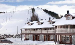 耶姆赛西莫斯波特公寓的雪覆盖的山地的滑雪小屋