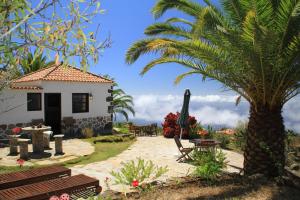 a house with a palm tree next to a patio at Casa Rural Geranios 2 in Tijarafe