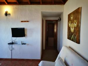 a living room with a tv on a wall at Casa Rural Geranios 2 in Tijarafe