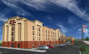 a rendering of a hotel with cars parked in a parking lot at Hampton Inn & Suites-Knoxville/North I-75 in Knoxville