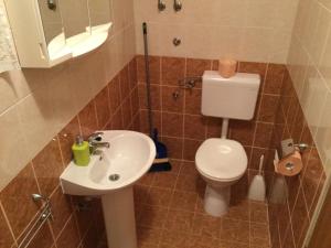 łazienka z toaletą i umywalką w obiekcie Apartmani Jerkovic w Hvarze +14 zdjęć