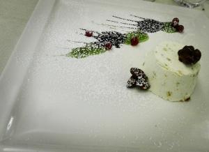a piece of cake on a white plate at Hotel Fontana Olente in Ferentino