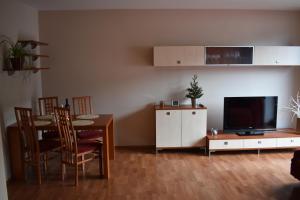 Televízia a/alebo spoločenská miestnosť v ubytovaní Apartment Mumlava falls