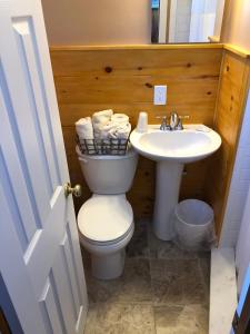 a bathroom with a toilet and a sink at The Bradford in Provincetown