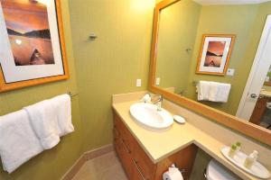 a bathroom with a sink and a mirror at Watermark Beach Resort in Osoyoos