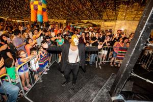 a man walking in front of a crowd of people at Plaza Hotel & Casino in Las Vegas