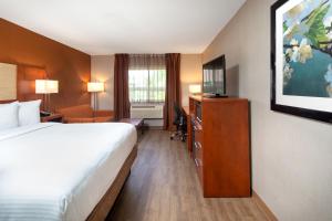 a hotel room with a bed and a flat screen tv at Canadas Best Value Inn-Richmond Hill in Richmond Hill