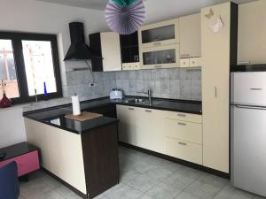 a kitchen with a sink and a refrigerator at Pine Apartment in Hvar