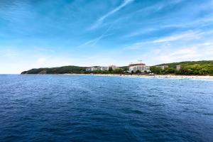 a view of a beach from a boat in the water at Apartament Prestige & Sea Horyzont 613 in Międzyzdroje