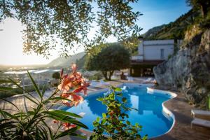 a swimming pool with a view of a mountain at Il Saretto in Sarno