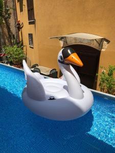 un pato hinchable cisne en una piscina en La Magione en Palermo