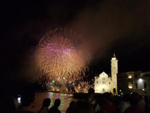 a crowd of people watching a fireworks display in front of a building at Antica Trani in Trani