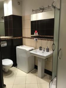 a bathroom with a toilet and a sink at Apartament Villa Marea 22 in Międzyzdroje