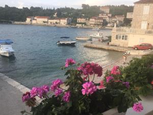 a view of a body of water with boats at Apartments Korta in Račišće