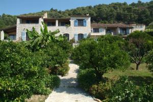 a house in the middle of a garden with trees at Les Orangers in Saint-Paul-de-Vence