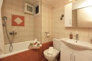 a bathroom with a toilet and a shower and a sink at Bay View in Limenas +20 photos