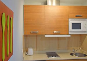 Kuchyň nebo kuchyňský kout v ubytování Apartamentos La Barzana