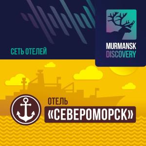 SeveromorskにあるMurmansk Discovery - Hotel Severomorskのナイススウェージアン展望台のロゴ一式