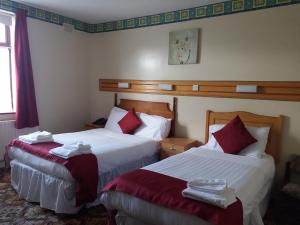 a hotel room with two beds and a window at Anno Santo Hotel in Galway