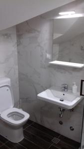 y baño con aseo blanco y lavamanos. en Guest House Babić, en Neum