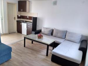 een woonkamer met een bank en een salontafel bij Apartment Djokic in Sutomore