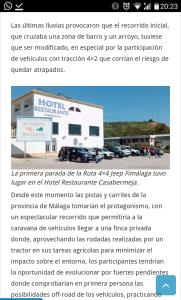 a screenshot of a page of a website with a picture of a truck at Hotel Casabermeja in Casabermeja