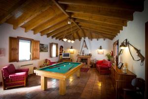a living room with a pool table in it at A Palhota in Alpalhão
