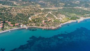 an aerial view of an island in the ocean at Assos Terrace Hotel in Behramkale