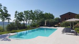 piscina con sedie e ombrellone di Ca' Dei Coci B&B a San Martino Buon Albergo