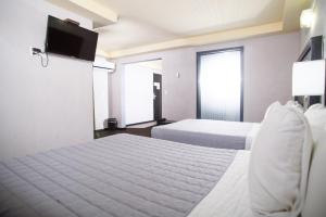 Voodi või voodid majutusasutuse Hotel Ha toas