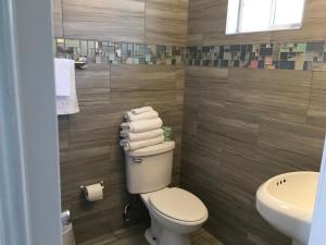 een badkamer met een toilet en een wastafel bij Skylark Resort Motel in Wildwood