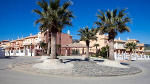 a group of palm trees in the middle of a street at Zahara Sol Villas y Apartamentos by QHotels in Zahara de los Atunes
