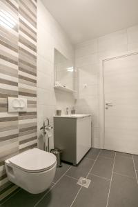 ein weißes Bad mit einem WC und einem Waschbecken in der Unterkunft Apartment Maja in Pula