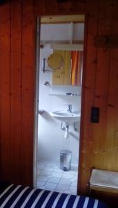 Un baño con lavabo en una habitación. en Grand Chalet Du Lac Du Boreon, en Saint-Martin-Vésubie