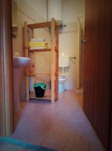 a bathroom with a sink and a toilet in a room at B&B Franciacorta in Castrezatto