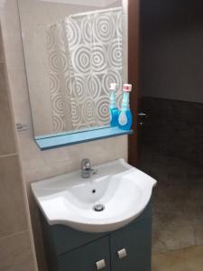 トッレ・ラピッロにあるCasa Vacanza Villa Teresa DiXのバスルーム(白い洗面台、鏡付)