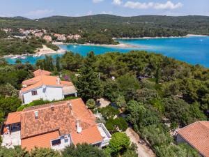 einem Luftblick auf ein Haus und einen See in der Unterkunft Giselle in Mali Lošinj