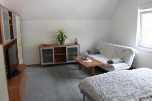 a living room with a couch and a table at R&G APARTMENT in Žirovnica