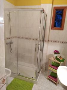 
a bathroom with a shower, toilet, and tub at Apartamentos La Banda in Playa de Santiago

