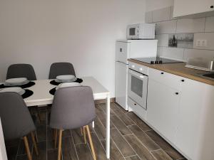 Kuchyň nebo kuchyňský kout v ubytování Green Garden Plus Apartman